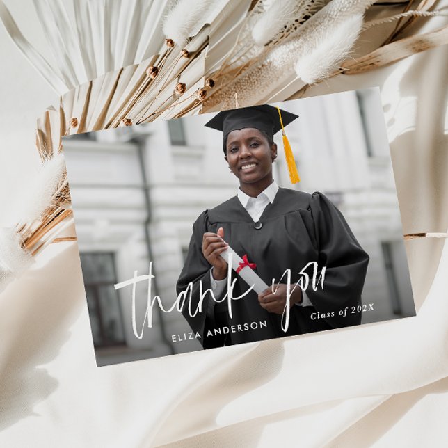 lovely script modern thank you graduation postcard (Creator Uploaded)