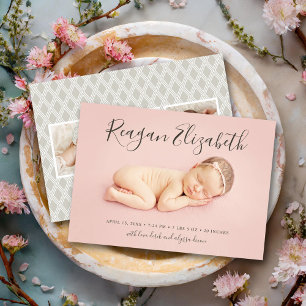 Lovely Script Photo Overlay Birth Announcement