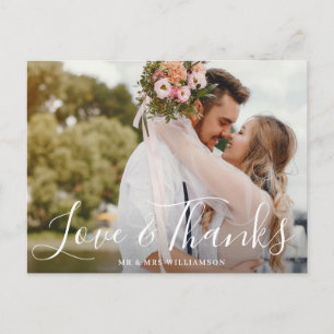 lovely script   Thank you wedding photo card