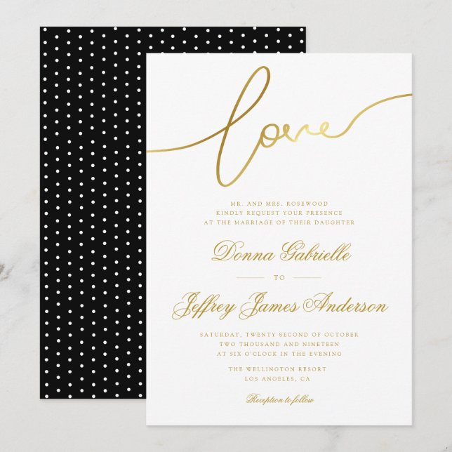 lovely script wedding invitation (Front/Back)