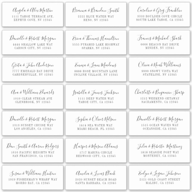 Lovely Script White Individual Address Labels (Front)
