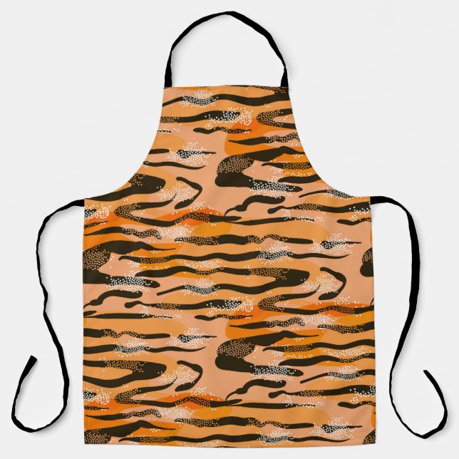 Lovely seamless tiger pattern,  peach colour apron (Front)