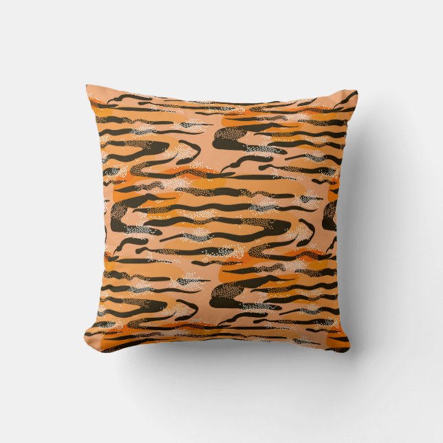 Lovely seamless tiger pattern,  peach colour cushion (Front)