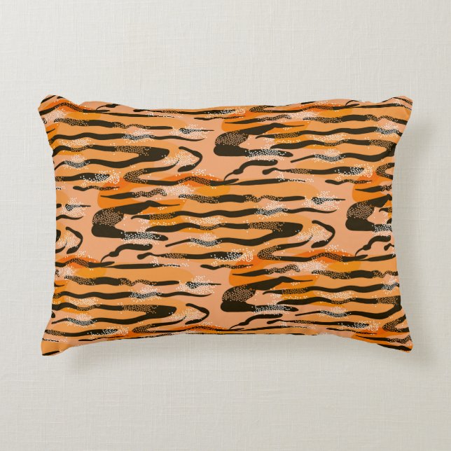 Lovely seamless tiger pattern,peach colour decorative cushion (Front)