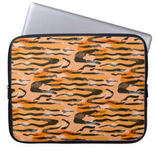 Lovely seamless tiger pattern,  peach colour laptop sleeve