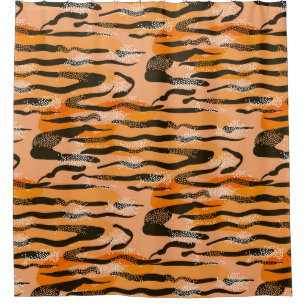 Lovely seamless tiger pattern,peach colour shower curtain