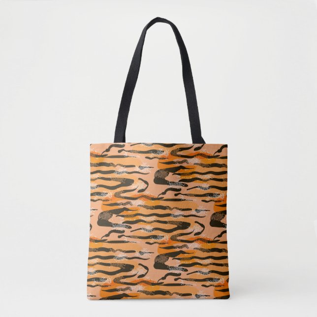 Lovely seamless tiger pattern,peach colour tote bag (Front)