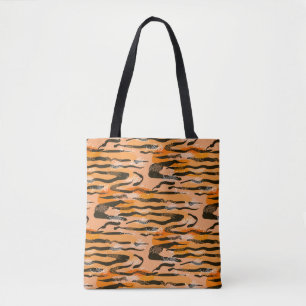 Lovely seamless tiger pattern,  peach colour tote bag