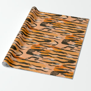 Lovely seamless tiger pattern,  peach colour wrapping paper
