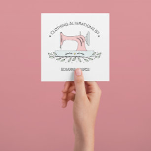 Lovely Sewing Machine Clothing Alterations Square Business Card