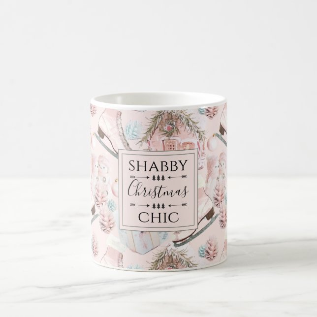 Lovely Shabby Chic Pink Christmas Pattern Coffee Mug (Center)