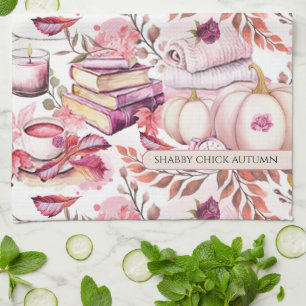 Lovely Shabby Chick Autumn Pattern Tea Towel