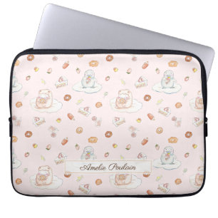 Lovely Sheep Penguin Desserts Pattern Baby Pink Laptop Sleeve