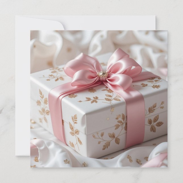 lovely silk pink gift box invitation (Front)