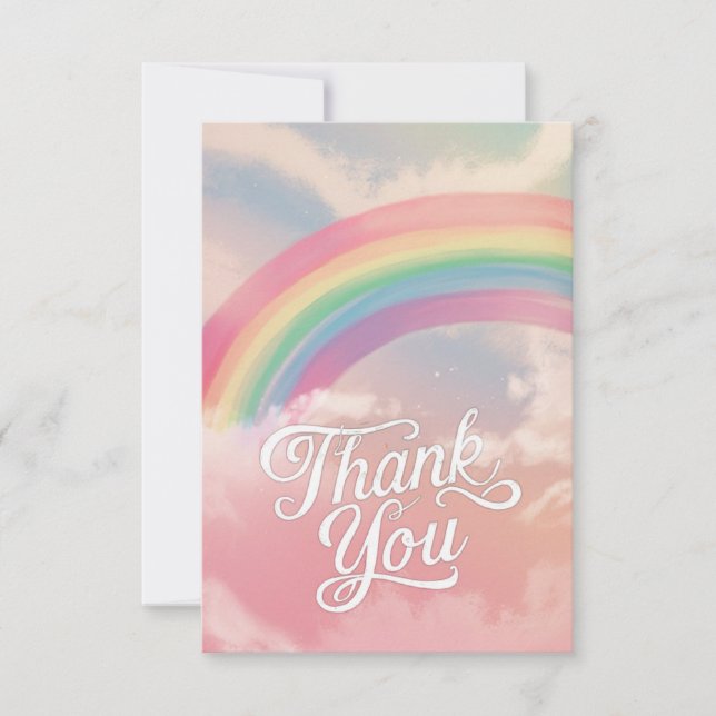 Lovely Simple Rainbow and Clouds  Thank You Card (Front)