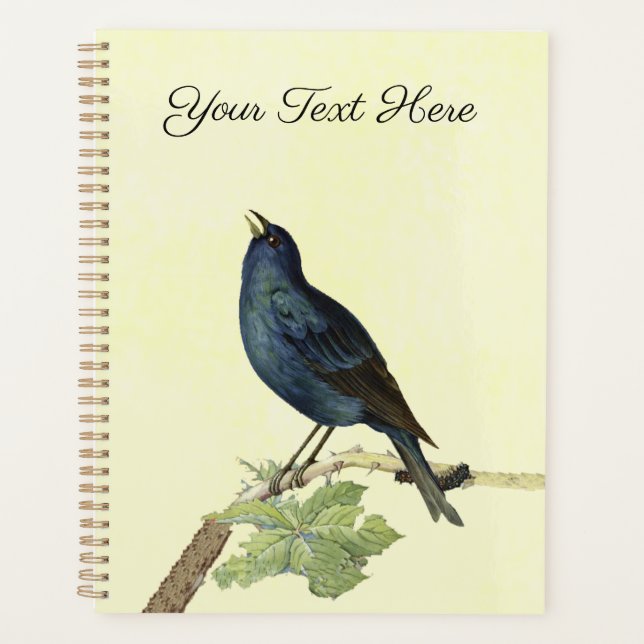 Lovely Singing Black Bird on Branch Caterpillar Planner (Front)