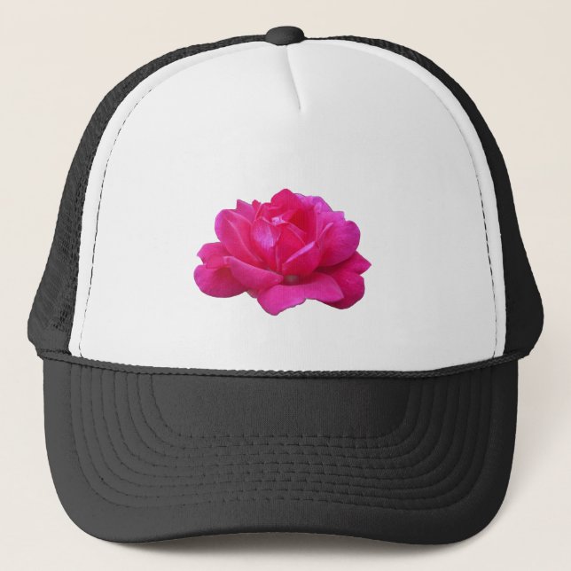 lovely single pink rose flower trucker hat (Front)