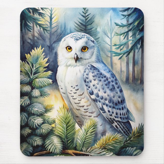 Lovely Snowy Owl Mouse Pad (Front)