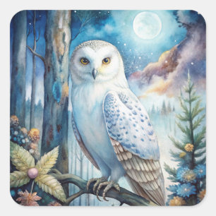 Lovely Snowy Owl Square Sticker