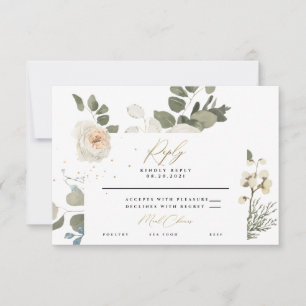 Lovely Soft Floral Botanical Foliage Wedding RSVP Card