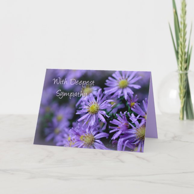 Lovely Soft Purple Aster Flowers Sympathy Card (Front)