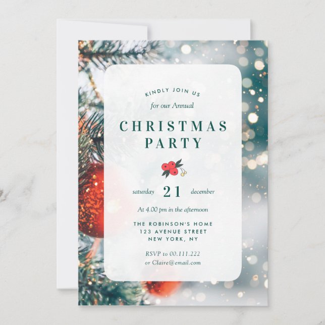 lovely sparkles modern christmas party invitation (Front)