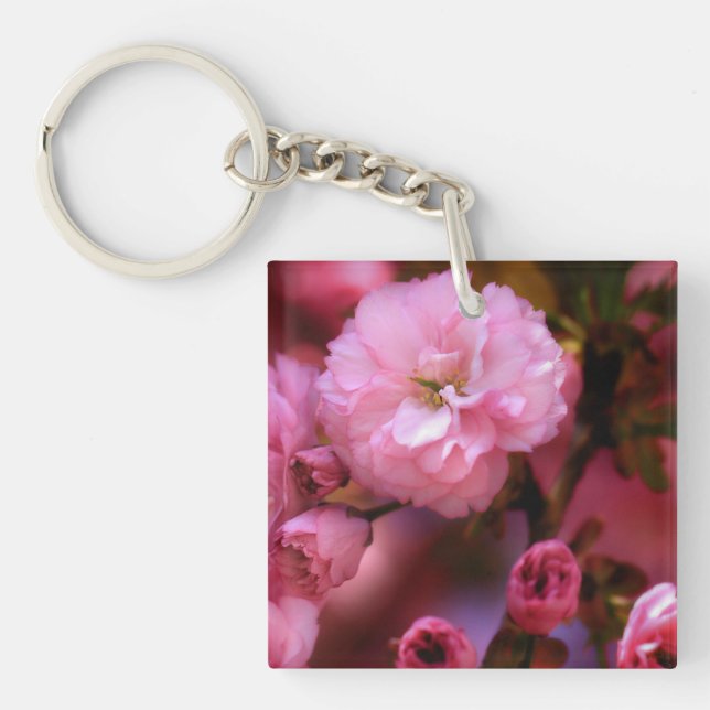 Lovely Spring Pink Cherry Blossoms Key Ring (Front)