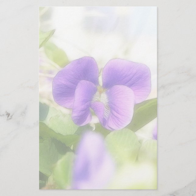 Lovely Spring Violet Stationery (Front)