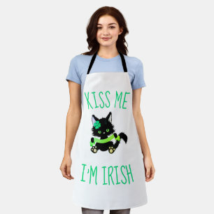 Lovely St. Patrick's Kiss Me I'm Irish Cat  Apron
