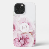 Lovely stylish monogram initial floral pink 