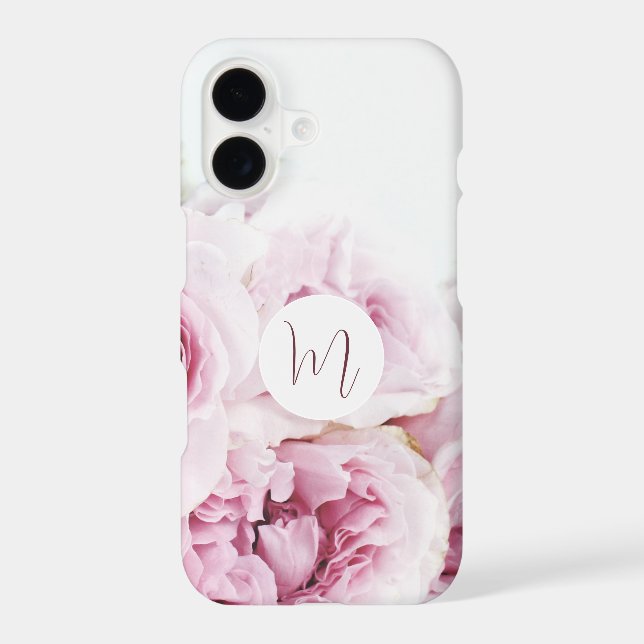 Lovely stylish monogram initial floral pink  iPhone case (Back)