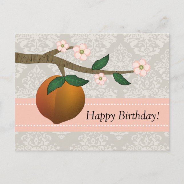 Lovely summer  Georgia peach and floral design Postcard (Front)