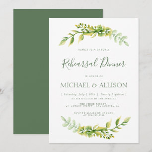 Lovely summer green reherseal dinner invitation