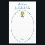 Lovely Sunflower Bride to be advice<br><div class="desc">Featuring a pretty blue and yellow sunflower illustration,  these bride to be advice cards features a beautiful blue text within a blue and white circular frame.  Use the templates for easy customise.  Order yours today!

Invitation Design: WeddingsbyRhoadie
Floral artwork: AMBillustrations 
http://www.etsy.com/shop/AMBillustrations/</div>