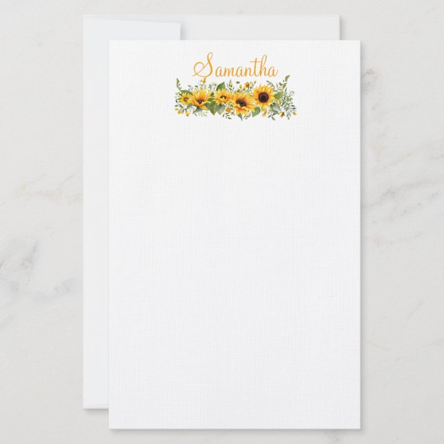 Lovely Sunflower Stationery (Front)