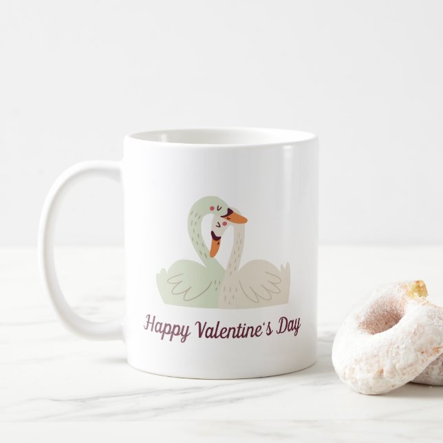 Lovely Swan Couple Valentine | Coffee Mug (With Donut)