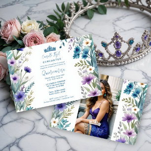 Lovely Sweet Floral Garland Spanish Photo Mis XV I Invitation