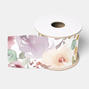 Lovely sweet romantic watercolor flowers  grosgrain ribbon