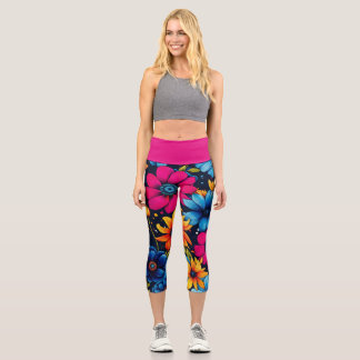 Lovely Sweety Flowers and Roses Capri Leggings