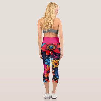 Lovely Sweety Flowers and Roses Capri Leggings