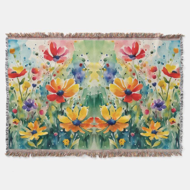 Lovely Sweety Flowers and Roses Throw Blanket (Front)