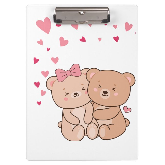 Lovely Teddy Bear Design For Valentine Gift Clipboard (Front)