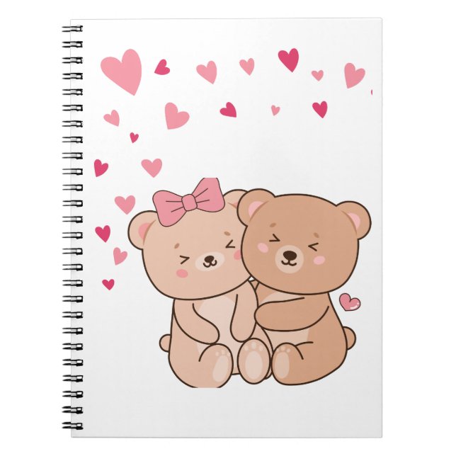 Lovely Teddy Bear Design For Valentine Gift Notebook (Front)
