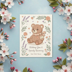 Lovely Teddy Bear with Bandage Get Well Soon Postcard