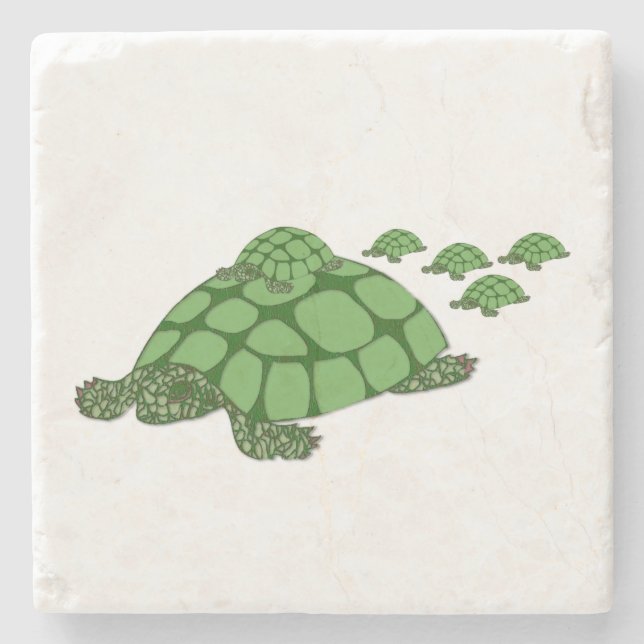 Lovely Terrapin Family Stone Coaster (Front)