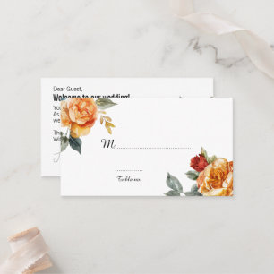 Lovely text @ back Marble Dreams Orange Rose Place Card