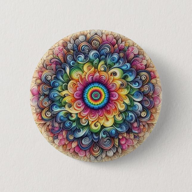 Lovely Tie-dye rainbow colours Button (Front)