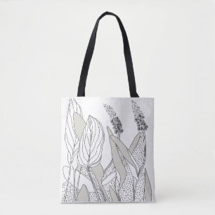lovely tote with plant illustrations. bag