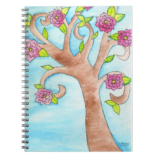 Lovely Tree with Pink Flowers Spiral Notebook
