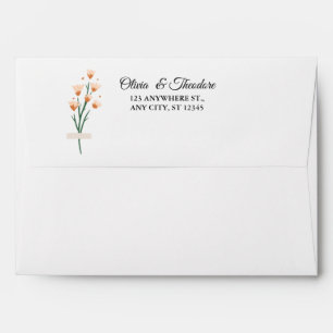 Lovely Trendy Pink Watercolor Wildflower Wedding Envelope